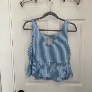 Abound Blue and White Crop Tank Top